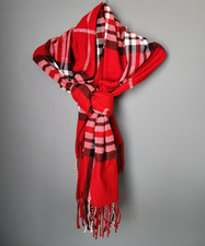 V.Fraas Italy Design Cashmink Yarn Plaid Winter Scarf