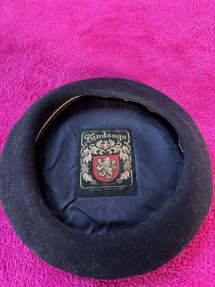 Boina negra Fandango para hombre talla 9 1/2 100 % lana hecha en Francia Foto 3 de 4