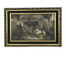 Vintage Artini Engraving Contrary Winds Black & White  17 3/4" X 12 1/4" Framed