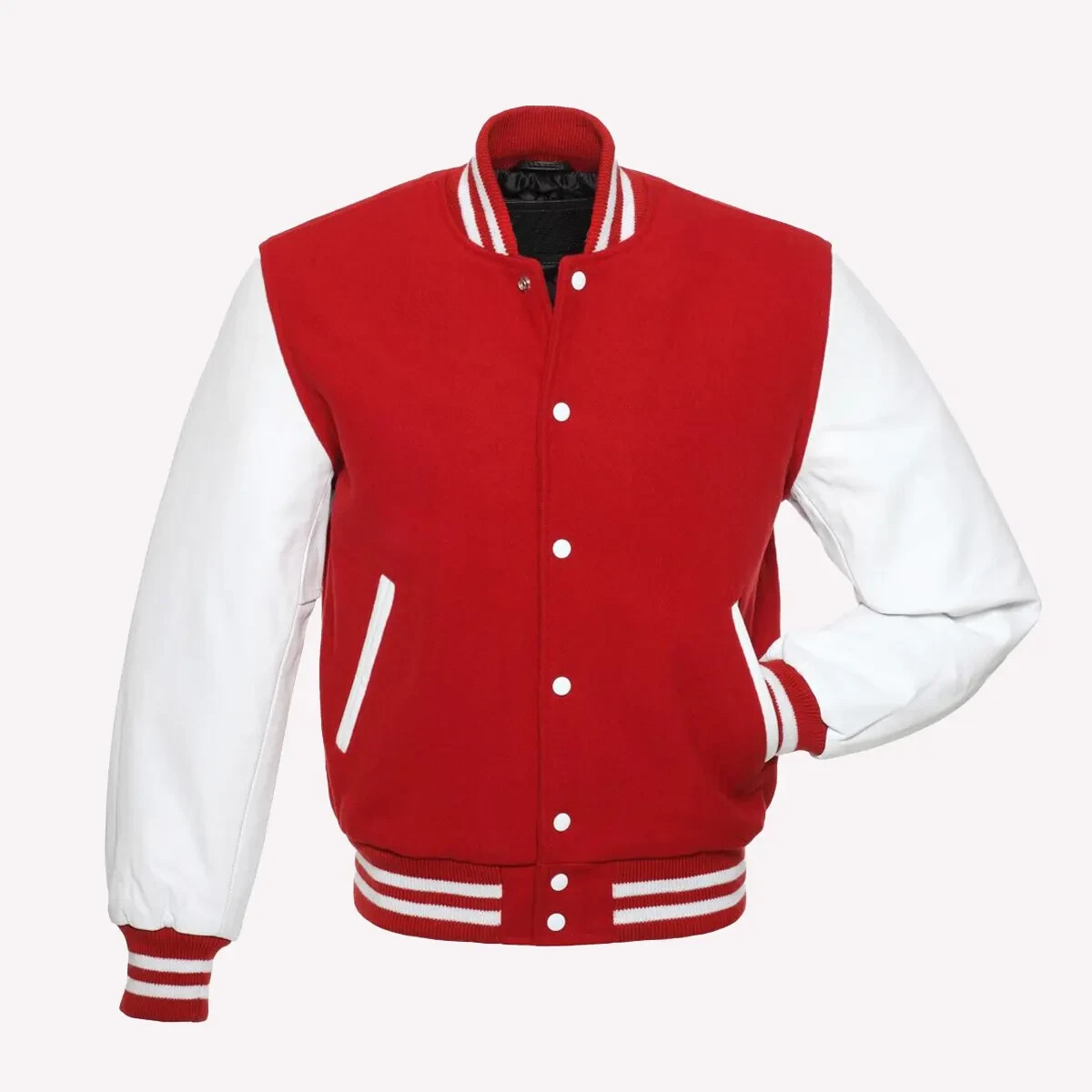 Winter Varsity Jacket with PU Leather Sleeves for Sports & Fashion