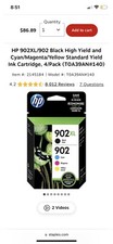 HP 902XL/902 Black High Yield and Cyan/Magenta/Yellow Standard Yield Ink Cart