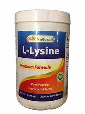 Best Naturals L-Lysine Premium Formula 1 Lb Powder SEALED Exp10/2026
