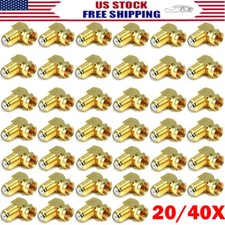 20/40x 90  Right Angle Gold Plated F RG59 RG6U Coaxial Coax Connectors Adapters