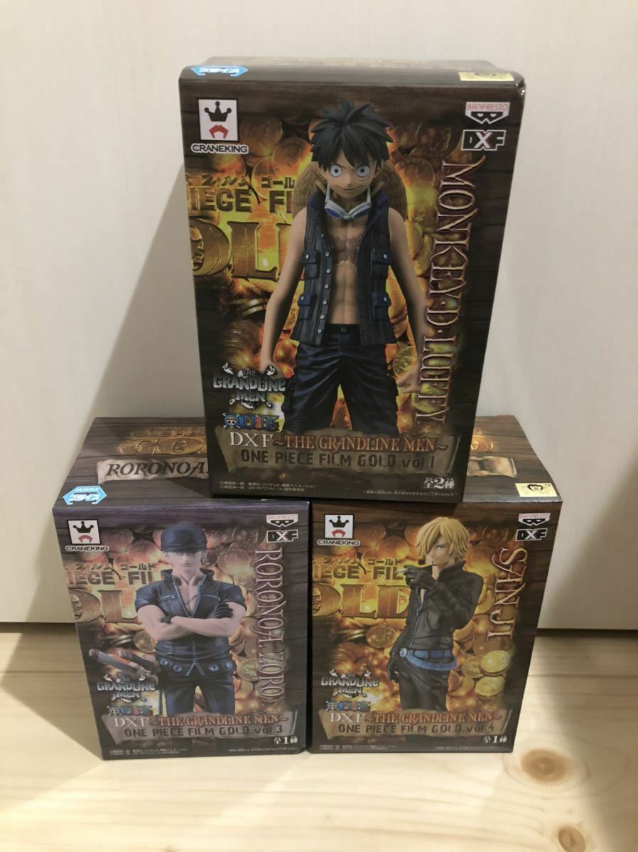 Banpresto One Piece DXF THE GRANDLINE MEN FILM GOLD Luffy & Zoro & Sanji set