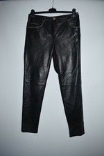 BOUTIQUE MOSCHINO BLACK LEATHER EMBELLISHED CHAIN TROUSERS IT 44 / US 10