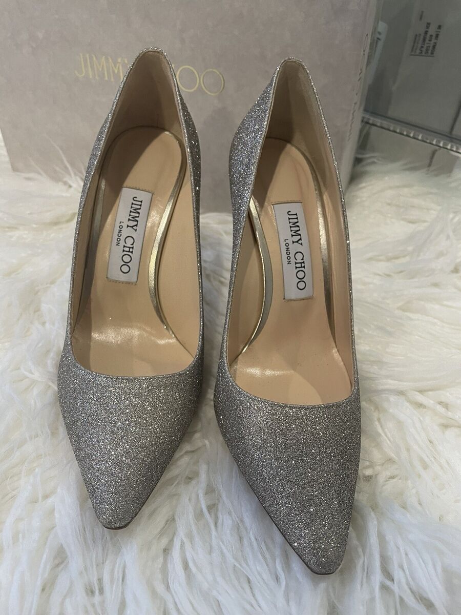 美品】JIMMY CHOO ROMY100 PLATINUM ICE 36-