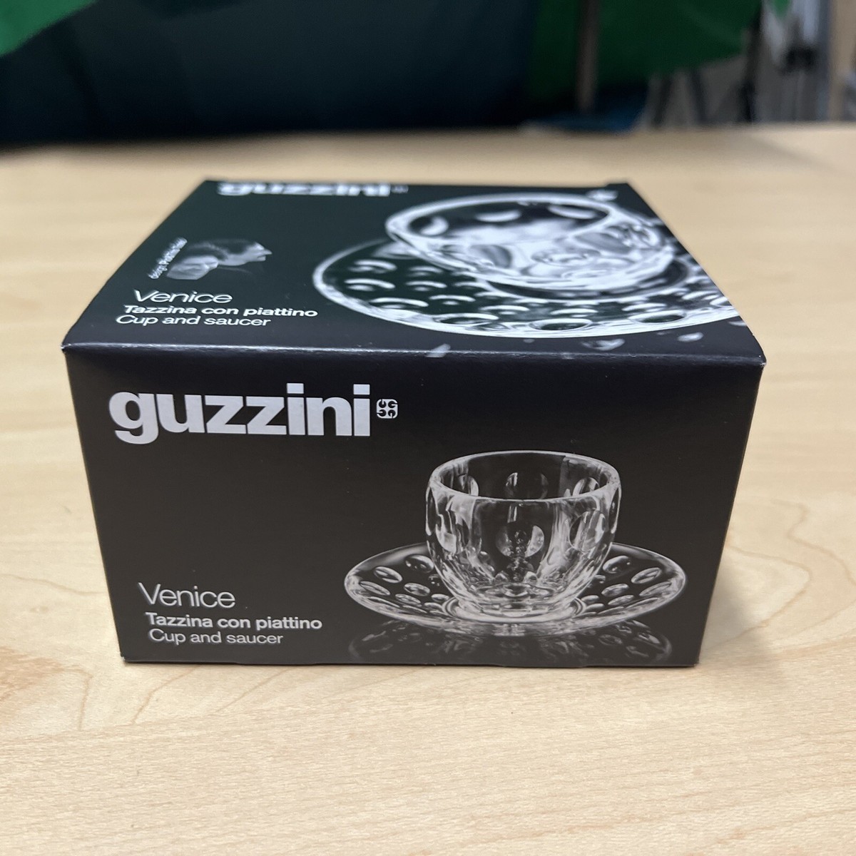 Guzzini Venice Glass Espresso Shot Cup with Acrylic Saucer Clear