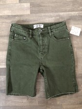 FREE PEOPLE 78 Womens New 0118 Army Green Cut Off Casual Short 25 Waist