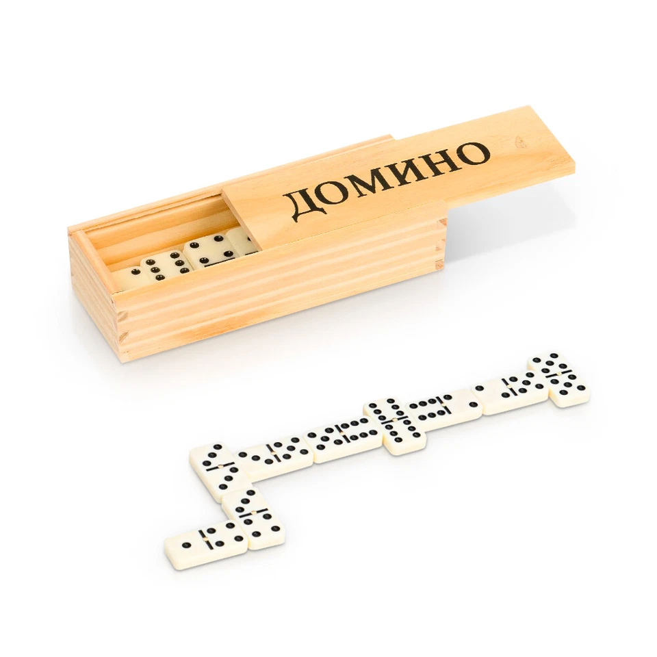 MARKENLOS Domino Brettspiel Dominosteine Spiel im Holzbox Домино