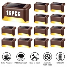 16Pcs Solar LED Deck Lights Outdoor Garden Patio Railing Path Pool Side Lighting