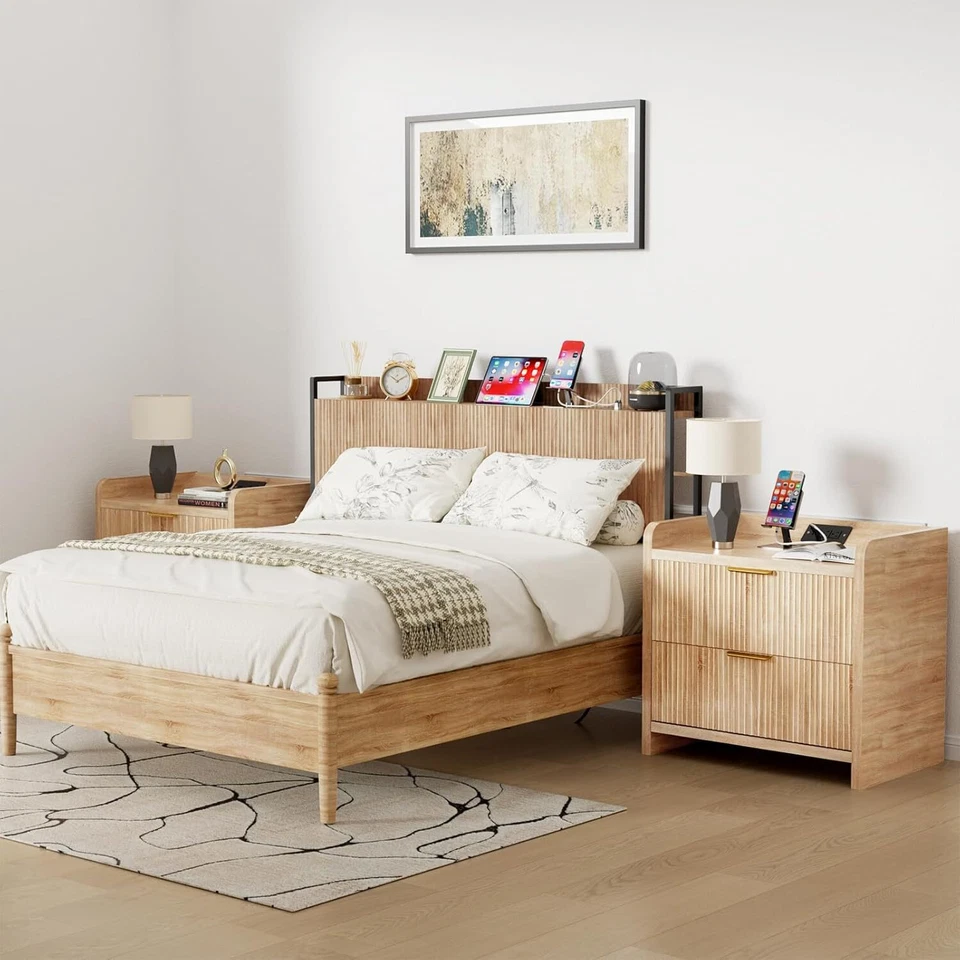 Wall mounted wooden trough headboard with storage space, (oak, large size)！！ - Image 2 of 4