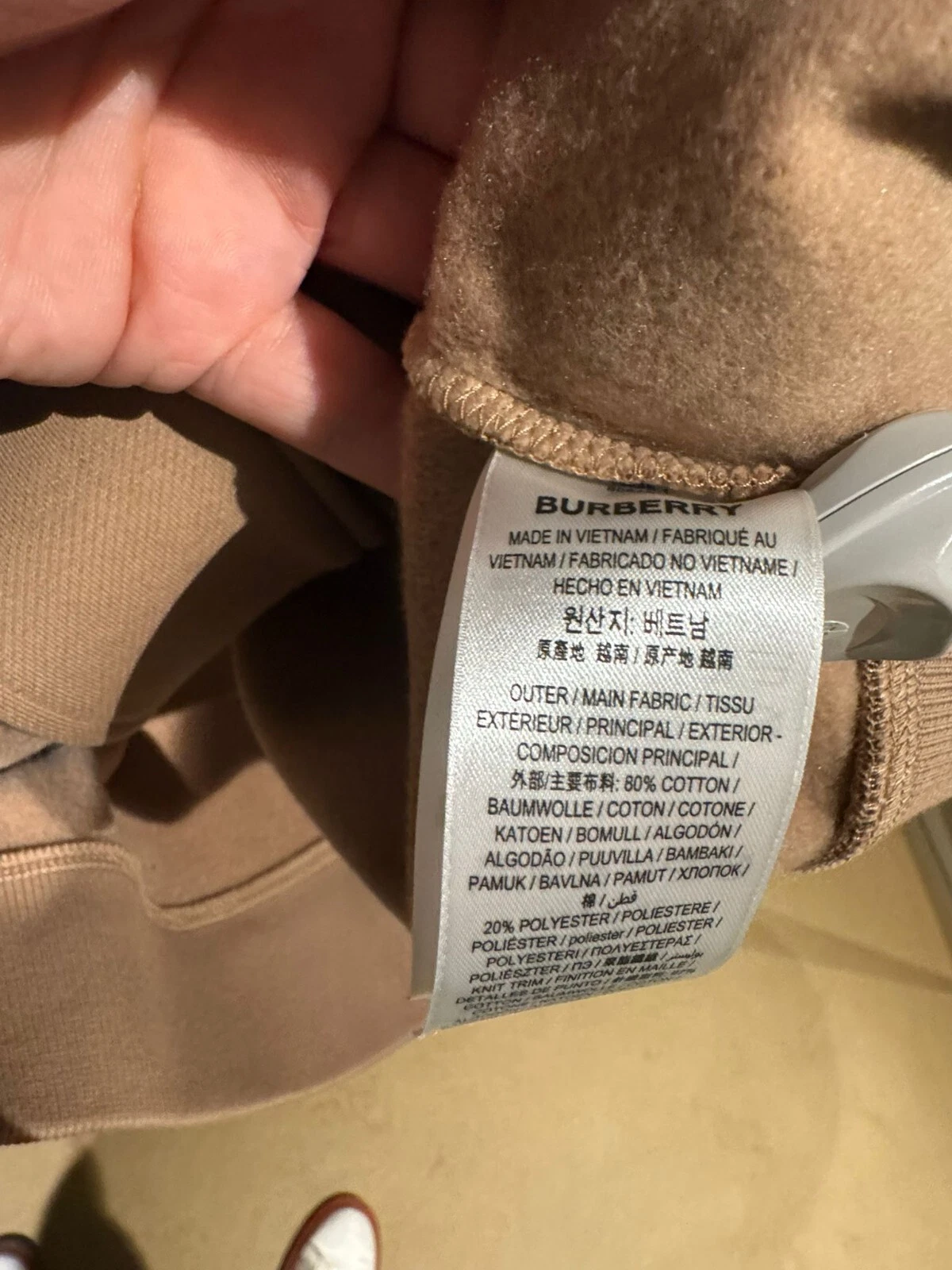 Burberry Camel Hoodie S new with labels cotton Monogramma more size available