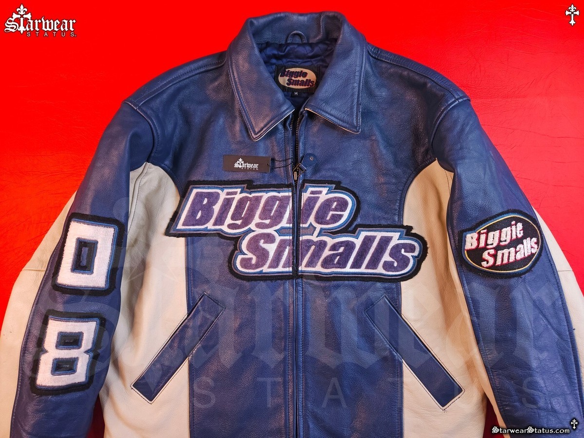 🔥GRAIL! Vintage 90s BIGGIE SMALLS Leather Bomber Jacket S/M
