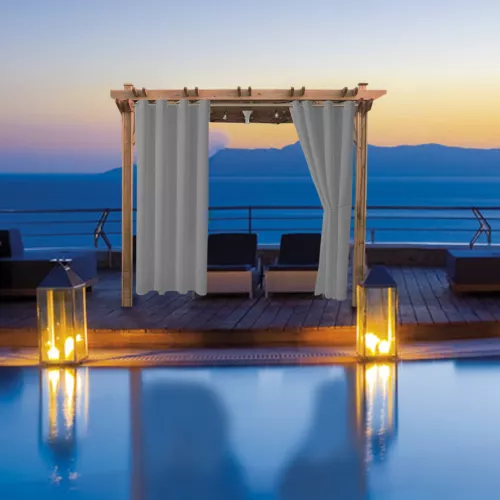 1/2 Stück Wasserdicht Outdoor Terrasse Vorhänge 52" Breit Sichtschutz Verdunkelung Pergola Schatten - Bild 49 von 124