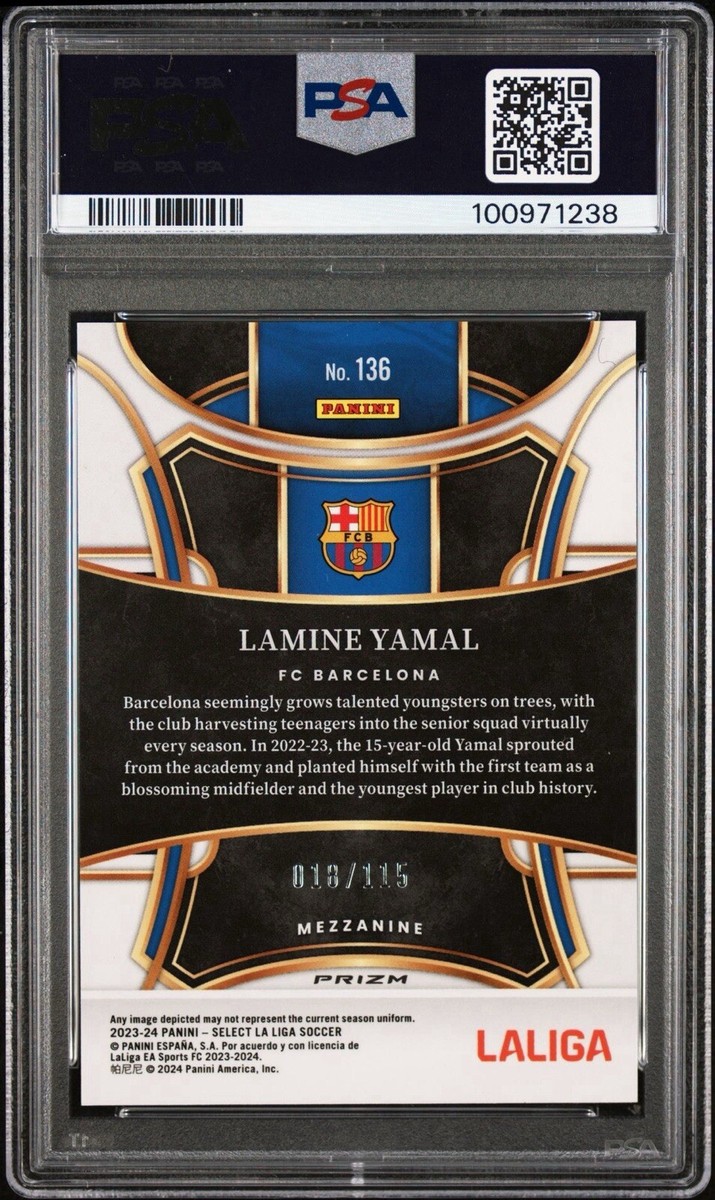 2023-24 Select La Liga #136 Lamine Yamal - Pink Mojo /115 RC PSA