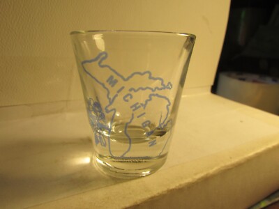 Michigan map design -on Standard shotglass- clear-see pics nice