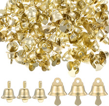 100Pcs Mini Gold Bells Small Gold Craft Bells 50PCS 0.43 Inch and 50PCS 0.55 Inc