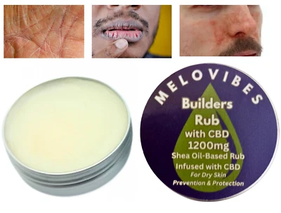 MELOVIBES Builders Rub CBD Shea Balm Winter Working Protection Hands Face Dry Skin Relief