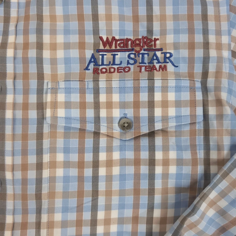 Camisa Wrangler All Star Rodeo Team Juvenil XS Manga Larga Cuadros Corte Vaquero Foto 3 de 4