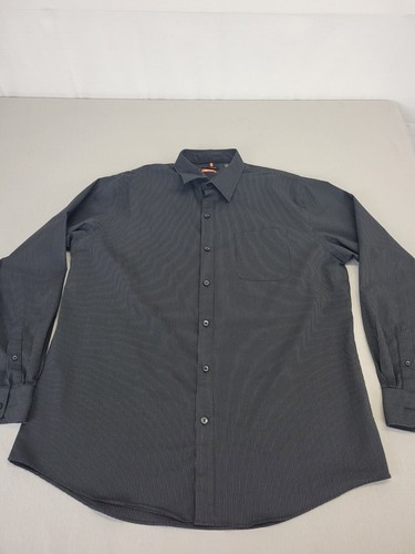 Van Heusen Dress Shirt Mens 16.5 Black Pin Stripe Regular Fit Button Up Size XL - Picture 5 of 12