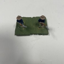 2 Vintage Toy Lead Painted Soldiers Tan Hats And Blue Coats .5" Tall