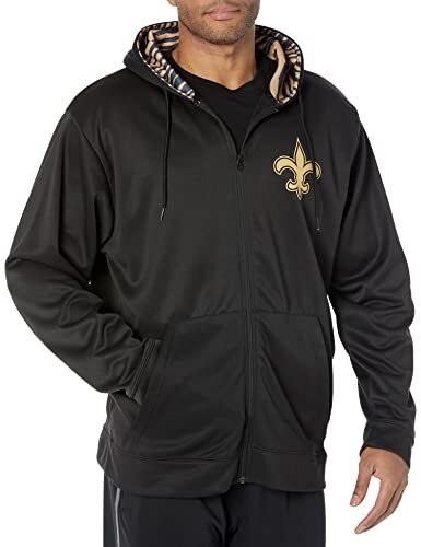 Мужская толстовка Zubaz NFL от команды New Orleans Saints с капюшоном на молнии и вставками под зебру
