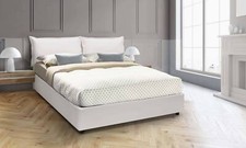 Letto matrimoniale Lucrezia, contenitore in ecopelle, per materasso cm140x200