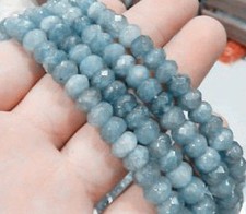 5x8mm Faceted Natural Brazilian Aquamarine Gemstone Rondelle Loose Beads 15"