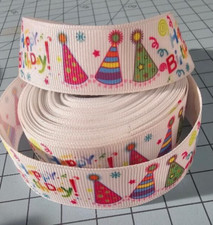 Happy Birthday 1.5" wide grosgrain ribbon the listing is for 7 1/2 yards