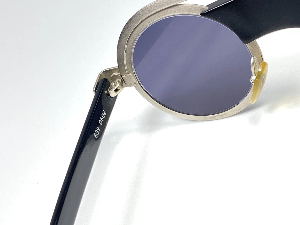 RARO DE COLECCIÓN ALAIN MIKLI 639 REDONDO NEGRO ALUMINIO GRIS LENTE AÑOS 80 HECHO A MANO FRANCIA Foto 4 de 4