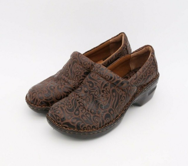 tooled leather clogs