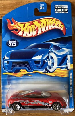 2001 Hot Wheels   CHRYSLER THUNDERBOLT   Collector #225   Red   5sp Wheels