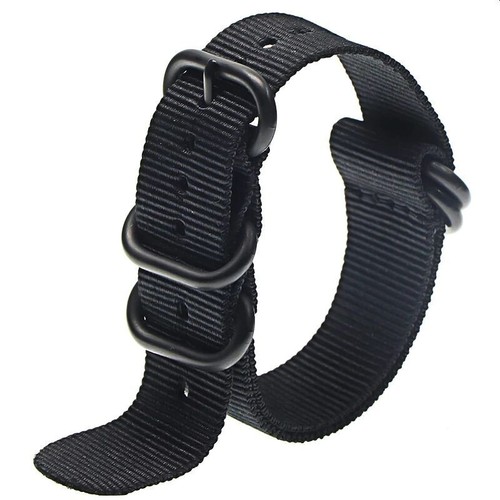 Black Steel Buckle 5 Rings Zulu Military G10 MOD NATO Nylon Men Watch Strap Band - Picture 8 of 25