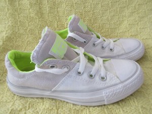 CONVERSE All Star Women's 5 Low Sneaker Beige White Canvas Neon Green EUR  35 | eBay
