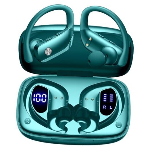 Wireless Earbuds Bluetooth Headphones 48hrs Play Back Sport Earphones Green