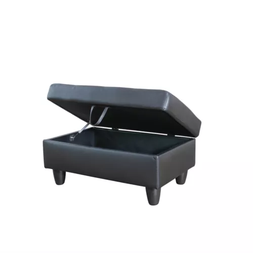Black Faux Leather 3-Piece Couch Living Room Sofa Set Modern L-Shaped Sofa - Picture 7 of 21