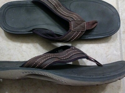 CHAPS Ralph Lauren Men's Brown Leather Flip Flops 12M