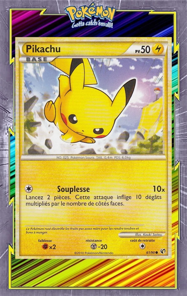🌈Pikachu - HS04:Indomptable - 61/90 - Carte Pokemon Française - Photo 1/1