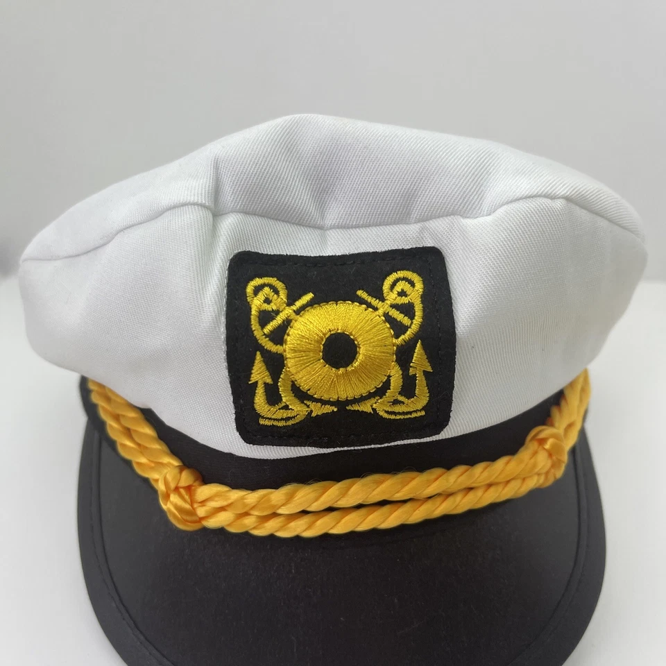 DISFRAZ DE CAPITÁN MARINERO BARCO BARCO SOMBRERO GORRA AZUL MARINO ALMIRANTE BLANCO Foto 2 de 4