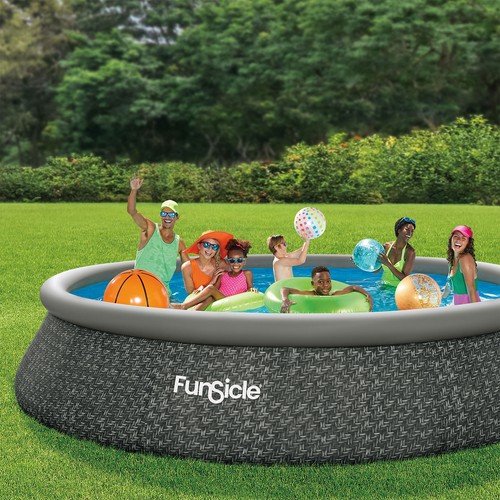 Funsicle 15' x 36" QuickSet Ring Top Above Ground Swimming Pool, Herringbone - Picture 2 of 7