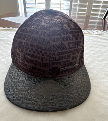 Quiksilver Men's Fitted Baseball Cap Brown/Black Graphic Print Size 7 3/8
