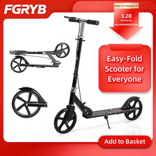 Foldable Commuter Scooter Adjustable Handle Rear Brake Suspension Kids & Adults