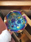 Super ELECTRIC Purple Vintage Imperial Carnival Glass Lustre Rose Pattern Bowl