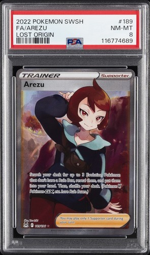 2022 POKEMON SWORD & SHIELD LOST ORIGIN #189 FULL ART/AREZU PSA 8 - Picture 1 of 2