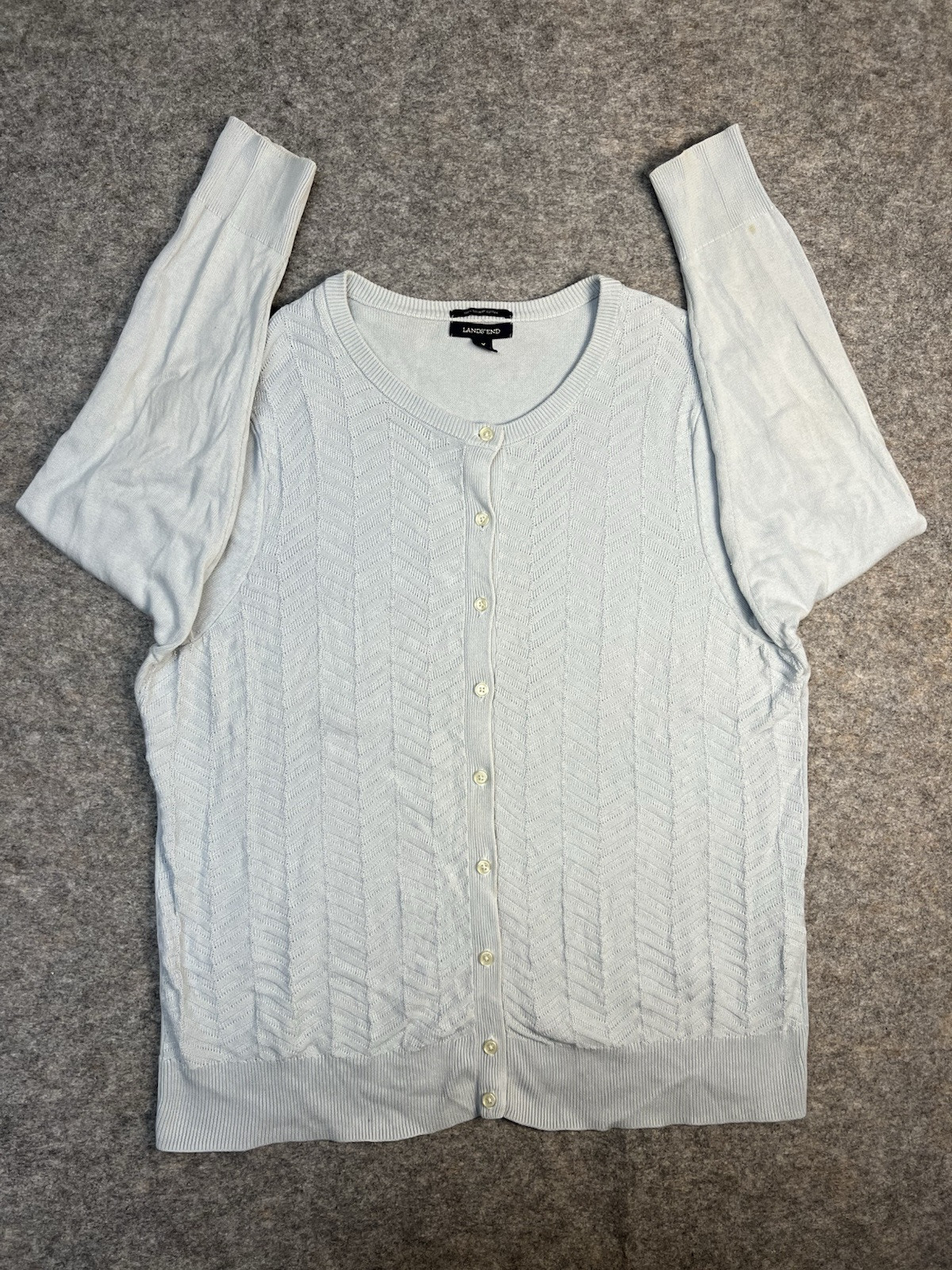 Land’s End Women’s Baby Blue 100% Supima Cotton Cardigan Sweater Size 1X (16-18)