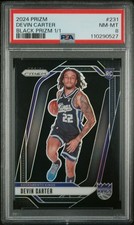 2024 Panini Prizm #231 Devin Carter Black Prizms Rookie Card RC 1/1 PSA 8