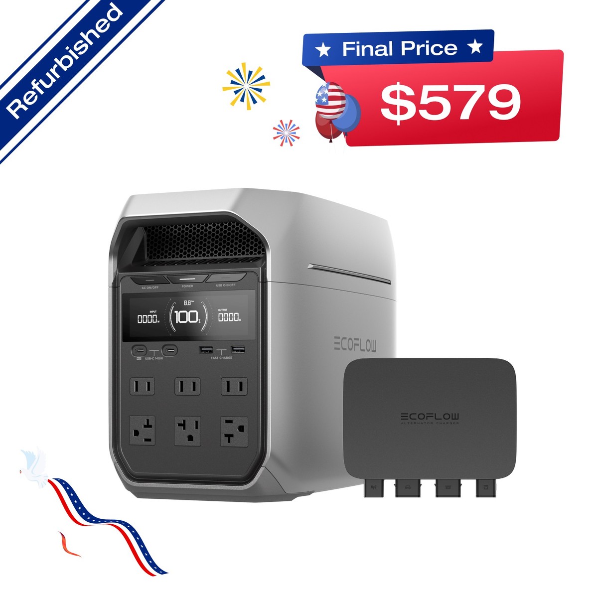 EcoFlow 800W Alternator Charger with Power Station Certified