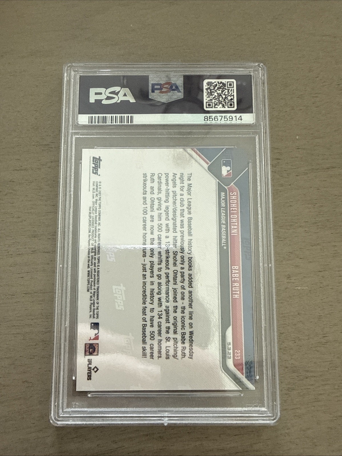 2023 Topps Now Shohei Ohtani/Babe Ruth PSA 10 #23 view 4