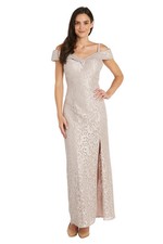 R M Richards 2886 Long Mother of the Bride Formal Evening Dress Gold, Sz 12