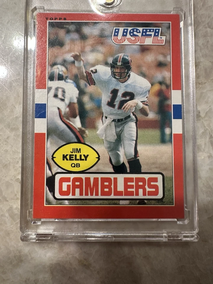 1985 Topps USFL #45 Jim Kelly Houston Gamblers Football Card NM-MT Sharp Card RC - Image 2 of 4